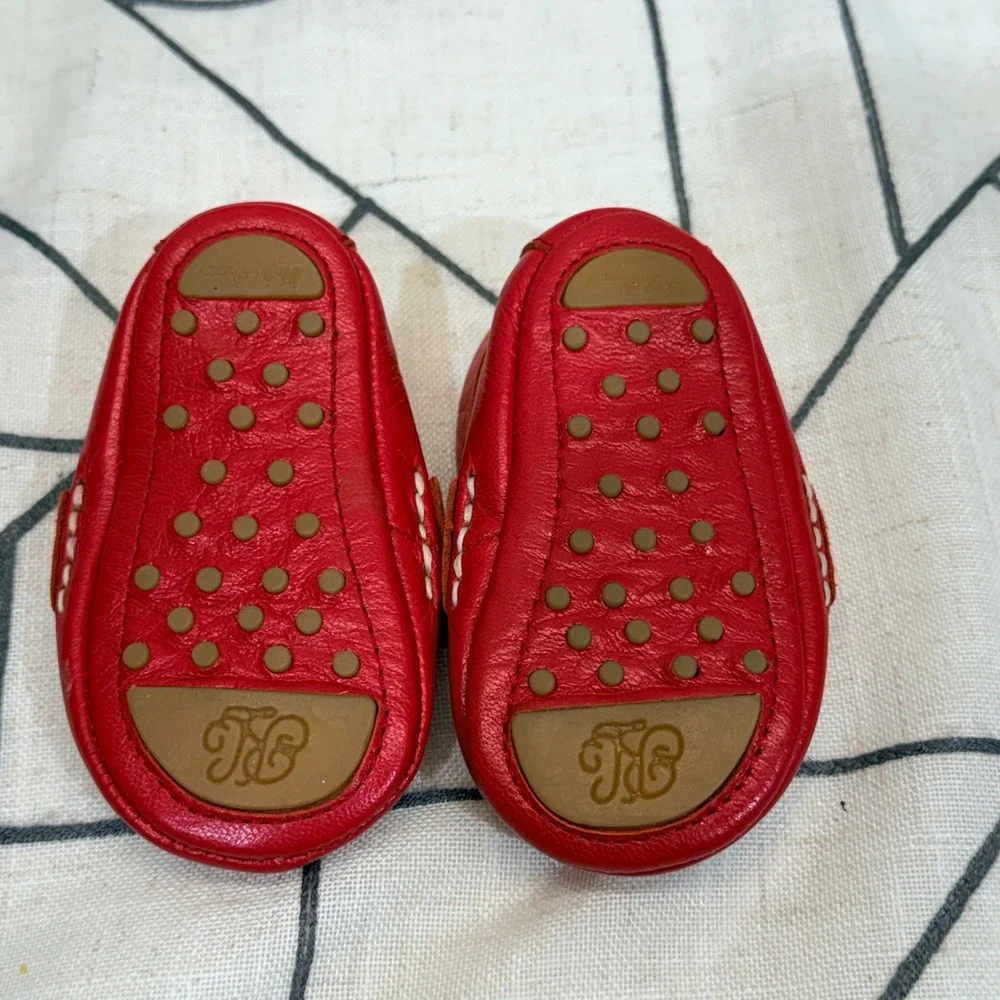Ralph Lauren‎ Loafers Size 2 Red Leather Infant Penny Moc Toe Slip On Shoes